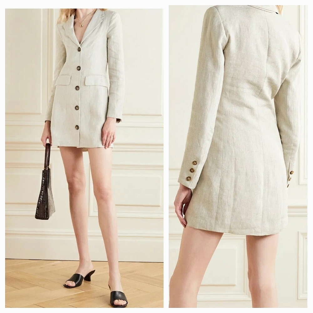 Reformation Aaron Blazer Dress Linen Natural size 2 - Picture 13 of 14